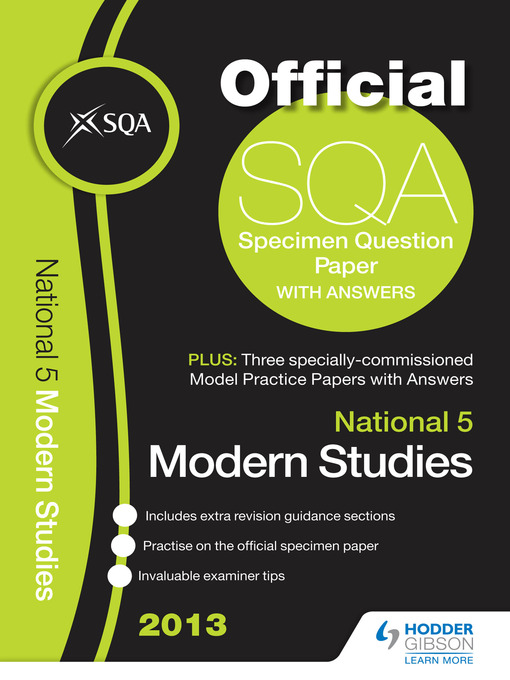 Upplýsingar um SQA Specimen Paper 2013 National 5 Modern Studies and Model Papers eftir SQA (Hodder Ed) - Biðlisti